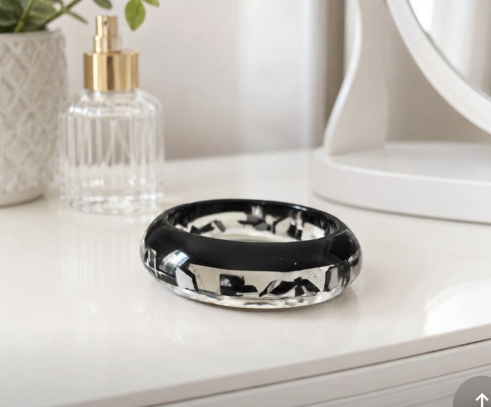 Black Clear Lucite Bangle Bracelet New